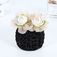 ヘアーアクセサリー レディース シニヨンネット バレッタ 3D花 髪留め オフィス用 通勤用 接客業 冠婚葬…