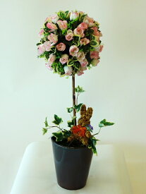 光触媒（造花） トピアリーフラワー（Mサイズ）絞りピンク　花の部分が球状で、とてもかわいいトピアリーです。贈り物・母の日・新築祝・開店祝・誕生日・記念日・卒業式・入学式・ギフト・お歳暮・お年賀に【smtb-s】