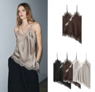サテン キャミソール レース キャミ レディース ビスチェ サテンレース サテンキャミ レースキャミ レー…