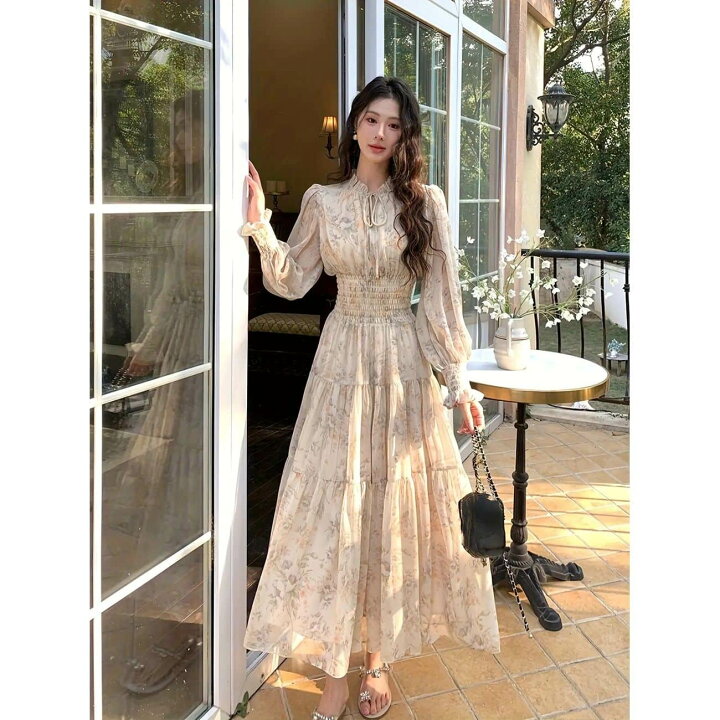 楽天市場】【花柄シフォン】 ワンピース ロング マキシ丈 レディース 