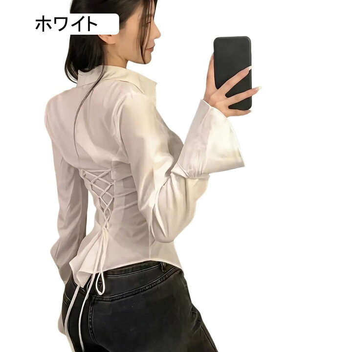 楽天市場】【バックシャン】ブラウス レディース 長袖 バックレース 