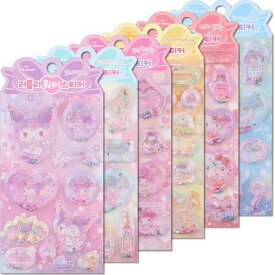 サンリオ　ウォーターシール　韓国限定6枚セット　水　ドロップシール　マイメロ　クロミ　ポムポムプリン　キキララ　シナモン　シナモロール　キティ　ぷくぷくシール　おしりシール