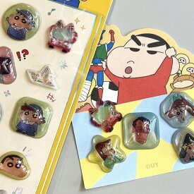 クレヨンしんちゃん　ドロップシール　硬い　固い　韓国限定　4種類展開　しんちゃん　アニメ　キャラクター　女の子　男の子　おしりシール　ぷにぷにシール　マシュマロシール　ウォーターシール　タイルシール