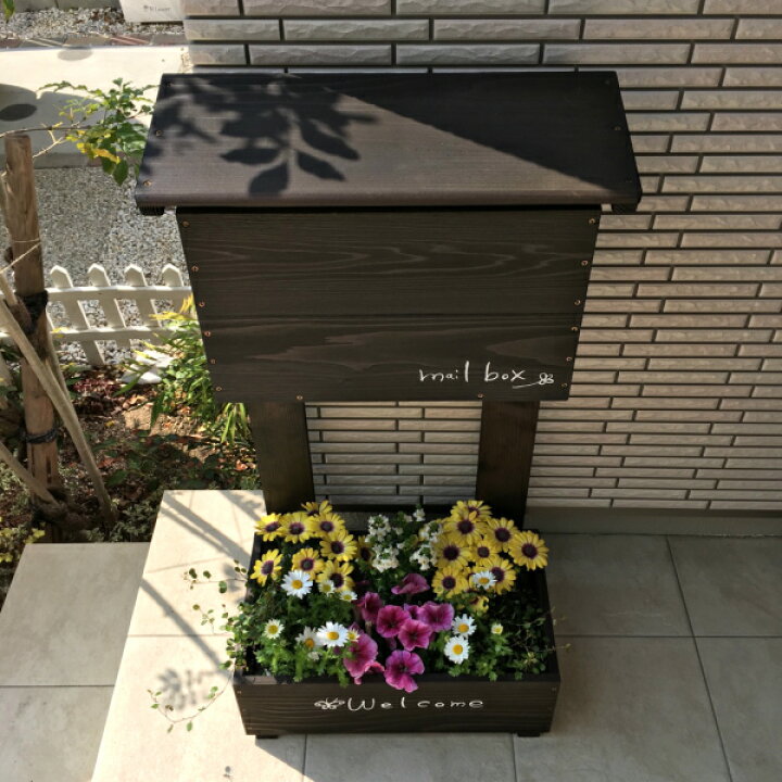 楽天市場】ポスト 木製プランター付きポスト エクステリア 郵便受け 