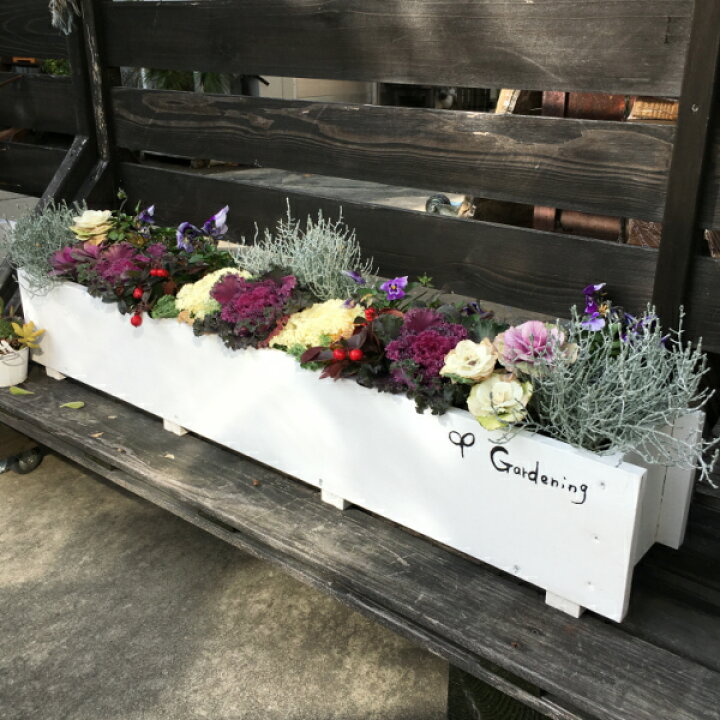 ✦予約済✦1 木製スリムプランター 白 ホワイト1台✦60x19x30cm 容量22L