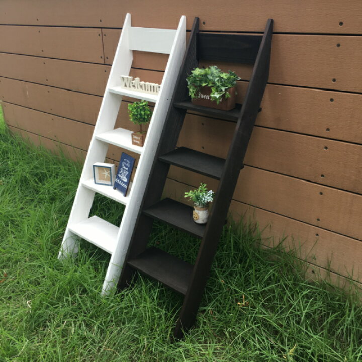 楽天市場 ラフラダーシェルフ４段スリム ガーデニング 木製 はしご型スタンド ラック インテリア雑貨 フラワースタンド ロゴマークの有無が選べる 富田木工所