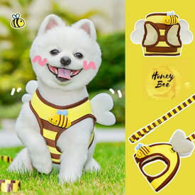 犬 ハーネス 羽付き ミツバチ お出かけ 散歩 胴輪 ペット用品 かわいい 人気 新作 小型犬 ダブルシスターズ パタパタミツバチハーネス リトルビーバッジ散歩 補助 はーねす 首輪 子犬 超小型犬 成犬用 愛犬 リード