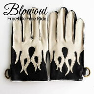 各色あり Blowout フレイムス レザーグローブ 本革 皮 鹿皮 ディアスキン 手袋 ハーレー バイカー チョッ…