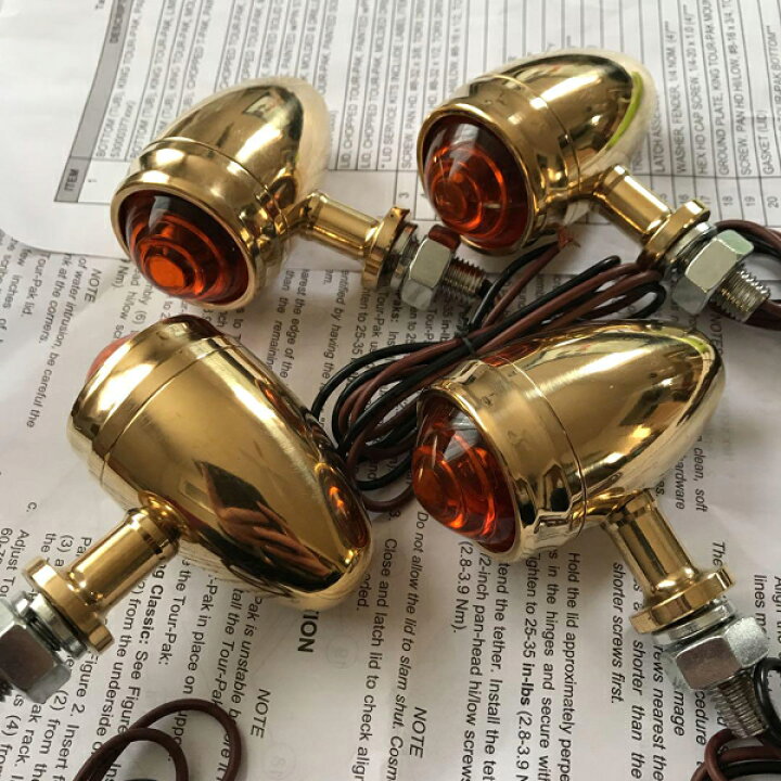 楽天市場】真鍮 ウィンカー 4個 ブラス ビンテージ BRASS ハーレー 