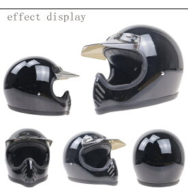 ビンテージ MOTO3 ヘルメット バイザー付き BELLタイプ カフェレーサーヘルメット チョッパー ハーレー ブラック 黒 SIMPSON シンプソン BUCO好きの方にも