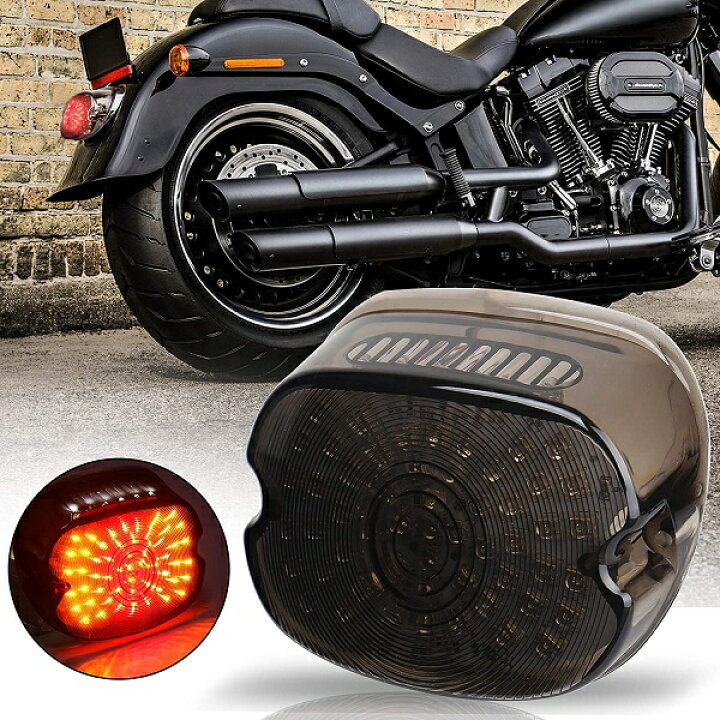 ハーレー LED レイダウンテールライト スモークレンズ ツーリング ダイナ FXD スポーツスターXL883 XL1200 FLSTS Harley  Davidson テールライト ソフテイル Blowout Store