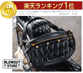 Blowout 本革 ライディングバッグ キルティング ダイヤモンドカット ウエストバッグ レザー カーキ バイカー チョッパー スポーツスター ダイナ ソフテイル ツーリング ウエストライド