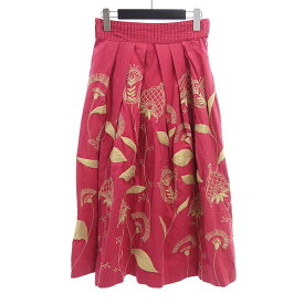 ヴェルニカ//VELNICA Skirt ボタニカル 刺繍 スカート サイズ レディース- ピンク ランクN/B 22L23【中古】