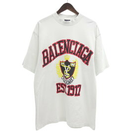 バレンシアガ/BALENCIAGA 23SS ダメージ加工 カレッジロゴペイント Tシャツ サイズ メンズXS ホワイト ランクB 90E24【中古】