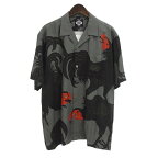 バッズプール/BUDSPOOL × GAKKIN 渦軍鶏 HAWAIIAN SHIRT アロハ 半袖 シャツ サイズ メンズL グレー ランクA 82C24【中古】