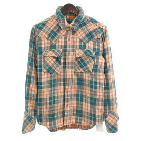 ティーエムティー/TMT Antton別注 W GAUZE CHECK SHIRTS チェック シャツ サイズ メンズM オレンジ×グリーン ランクA 70E24【中古】