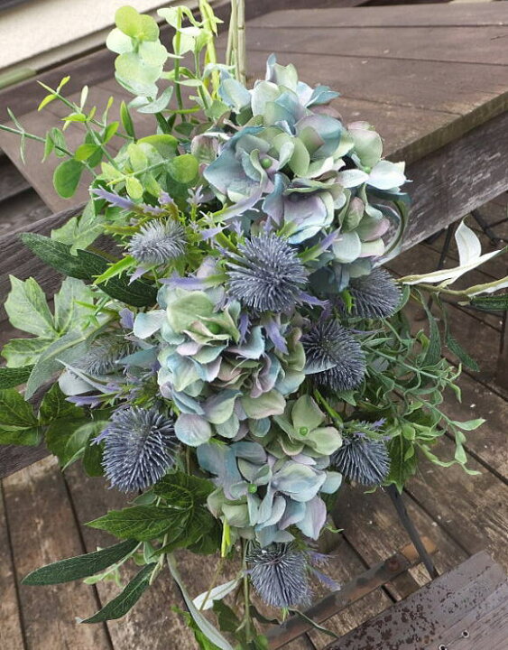 楽天市場 大人色 あじさいのスワッグ送料無料 あじさい 秋色あじさい 造花 外に飾るリース 玄関リース クリスマス リース 枯れないスワッグ 外玄関のスワッグ フラワーショップblue Candle