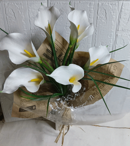 【カラーの花束】7本セットカラー・カラーの花束・CT触媒・母の日・お誕生日・結婚式の花ブーケ・花束・枯れない花ブルーの花束・造花