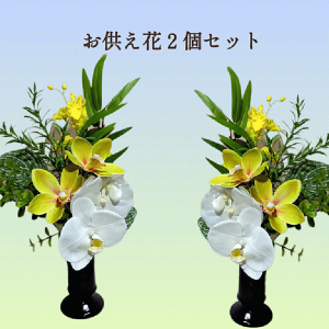 お供え花二個セット お供えの花・和の贈り物・コチョウランのお供え花・枯れない花お祝いの花〔和風の花〕・光触媒・CT触媒敬老の日・父の日