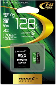 HIDISC ������ R170�V���[�Y microSDXC�J�[�h 128GB CLASS10 UHS-I Speed class3, A2�Ή� HDMCSDX128GA2V30PRO