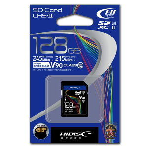 �y���Ԍ���E�G���g���[�Ń|�C���g10�{�i�`1/16�j�zHIDISC ������SDXC�J�[�h 128GB CLASS10 UHS-II, U3, V90�Ή� HDSDX128GCL10U3JP3V90