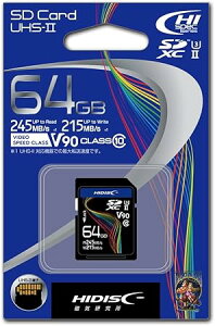 �y���Ԍ���E�G���g���[�Ń|�C���g10�{�i�`1/16�j�zHIDISC ������SDXC�J�[�h 64GB CLASS10 UHS-II, U3, V90�Ή� HDSDX64GCL10U3JP3V90