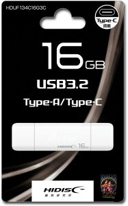 HIDISC USB������ �e��16GB USB3.2 Gen2 Type-C Type-A�R�l�N�^���� HDUF134C16G3C