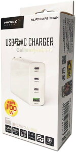 HIDISC GaN (�����K���E���j�̗pPD3.0 Type-C+USB-A 100W AC�[�d�� �A�_�v�^�[