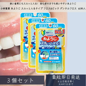 小林製薬 糸ようじ スルッと入るタイプ フロス&ピック デンタルフロス フロス 歯間 60本入 ×3個セット 歯間が狭い方 歯間ブラシ オーラルケアグッズ 初心者の方