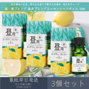 【昼・夜ブレンド】 昼用ブレンド エッセンシャルオイル 10ml 3個セット │ デイリーアロマジャパン デイリーアロマ ギフト プレゼント 日本製 ローズマリー・カンファー レモン アロマオイ