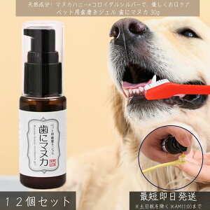 ペット用歯磨きジェル 歯にマヌカ 30g ×12個セット │ 犬 猫 マヌカハニー 口臭予防 歯周病ケア 無添加 オーラルケア ジェル 日本製 歯周病 口臭ケア 歯磨き嫌い ペット用ジェル
