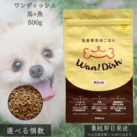 ワンディッシュ 馬×魚 500g │ 国産 ドッグフード 無添加 高たんぱく 小麦グルテンフリー ノンオイルコーティング AAFCO基準 総合栄養食 犬用フード 全犬種 オールステージ 腸活 馬肉 魚 【ギフト対応】 【ソーシャルギフト対応】 プレゼント