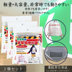 HJT-01 非常事隊 非常用持出袋 防災バッグ ×3個セット │ 避難袋 災害対策 防災グッズ 軽量 丈夫 収納袋 緊急持出し袋 避難用バッグ 家庭用 防災セット用 火災対策 30代女性 防災用品 【ギフト対応】 【ソーシャルギフト対応】 プレゼント