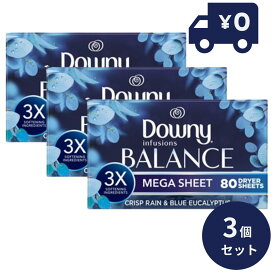 ダウニーシート　インフュージョン Balance クリスプレイン＆ブルーユーカリ 80枚 3個セット 大容量 Downy 人気 芳香 フレッシュ 静電気 乾燥 香り