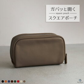 【楽天1位 / 高評価4.7】本革 ポーチ 大容量 4ポケット 自立 スクエア 化粧ポーチ コスメポーチ レザーポーチ メイクポーチ トラベルポーチ スクエア 落下防止 小物入れ 長方形 小さい レディース 印鑑 プレゼント 人気 ブランド / Xpee エクスピー PB5