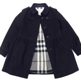 【中古】美品☆BURBERRY バーバリー カシミヤ混 ウールコート 裏ノバチェック柄 キッズ 子供 女の子
