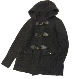 【中古】高級◇BURBERRY LONDON ニット ダッフルコート バーバリー ロンドン メンズ レザーロゴタブ/ボタン