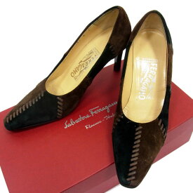 【中古】◇Salvatore Ferragamo パンプス スウェードレザー ハンドステッチ サルバトーレフェラガモ レディース 箱付き イタリア製