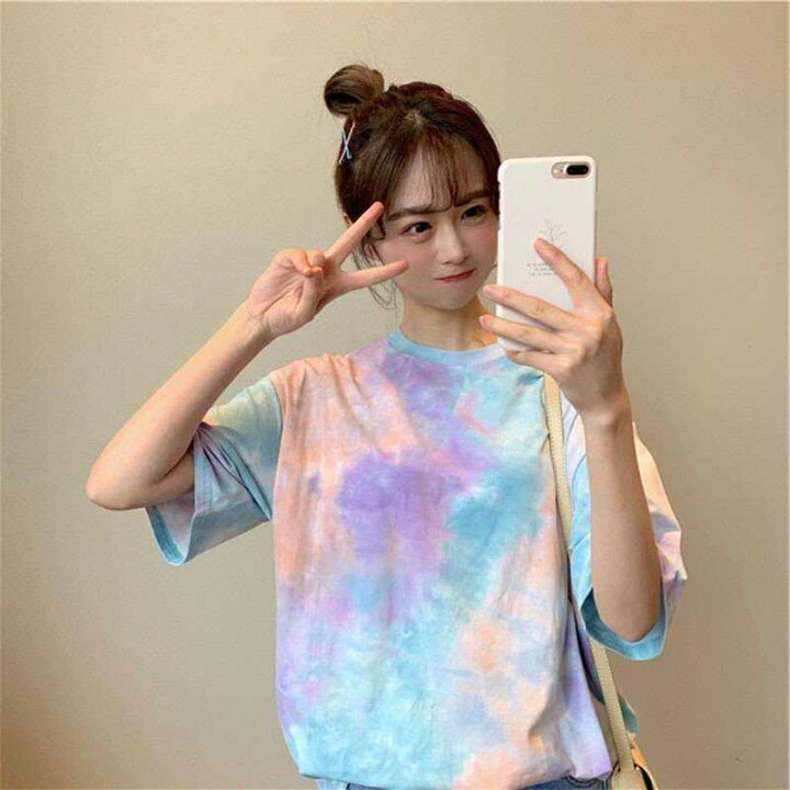 楽天市場】タイダイ柄 レディース 半袖 ヒップホップ Tシャツ ゆるい 