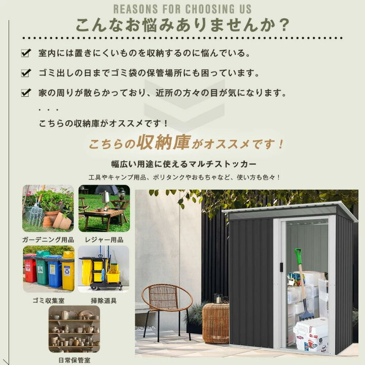 楽天市場】【2タイプ】物置 物置き 屋外用 物置 引き戸タイプドア 屋外 