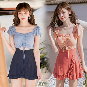 ワンピース水着 体型カバー フレアスカート ビキニ 水着 レディース 大きいサイズ オトナ女子 太もも カバーアップ セクシー ビーチ 小胸 盛れる スクール ショートパンツ バックシャン 無