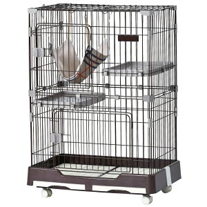 猫 ケージ 2段 キャットケージ ペットケージ 便利なキャスター付 猫ゲージ 大型 多頭飼い ネコドア キャットハウス 1段2段調節可能 ハンモック 広い棚板 大きく扉 留守番 保護 脱走防止 おし