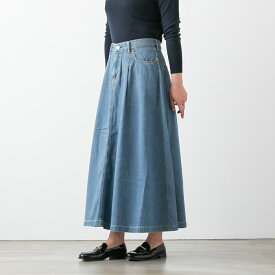 (8,000円以上で10%OFFクーポン) caqu サキュウ FS Long Flare Skirt デニム ロング フレア スカート 2色 25011