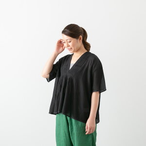 (10%OFFN[|zz)([OK) SOIL \C SUPER FINE VOILE WITH SELVEGE V-NECK PINTUCK SHORT/SL SHIRT VlbN s^bN V[gX[u Vc 2F NSL25022