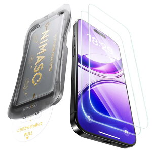 NIMASO �J?���X�t�B���� iPhone 16 Pro Max�p �ی�t�B���� �����J?���X �������o �C�A���X �\��t���ȒP �ϏՌ� �w��h�~