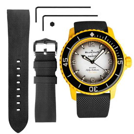 [Ocdin] 22mm 腕時計ストラップ 交換用 Blancpain X Swatch用 六角スパナ付き クイックリリースシリコン腕時計バンド Bioceramic SCUBA Fifty Fathoms対応 (22mm ブラック)