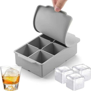 ESTVLB シリコン 製氷皿 製氷器 四角氷 シリコン製氷機製氷ケースアイスキューブ 氷トレー ソフト取り出しやすい 蓋付き冷凍保存 耐久性 多用途 DIY 小型製氷機 家庭用 6穴 グレー