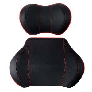 Catland 車用 クッション 低反発 パッド 車 首枕 背当て 背もたれ 頭 首 背中 サポート 柔らかい ウレタン PU レザー おしゃれ オフィス 椅子 運転 ドライブ ブラック 黒 運転席分だけ