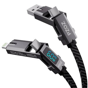 PZOZ 4in1 LEDfBXvC 1.5M őΉ60W P[u USB C to USB C/^Cvc to CgjO/USB A to USB C/USB A to Lightning 5A }[d }`[dP[u PD Macb