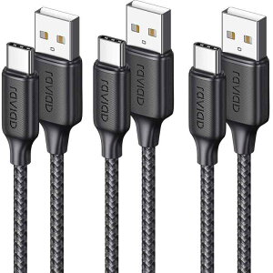 RAVIAD USB Type C P[uy2m/3{Zbgz^Cvc P[u 3A }[d QuickCharge3.0Ή USB2.0Ki USB-A to USB-C R[h ϋviC҂ iPhone 16/15ProMAX,iPa